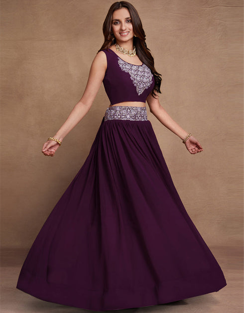 chic purple georgette designer party wear heavy salwar suit collection with purple georgette 13610-acy3750 Front View